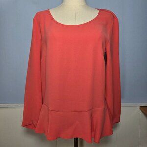 Ann Taylor Small Pinky Salmon Casual Dressy Ruffle Longsleeve Blouse